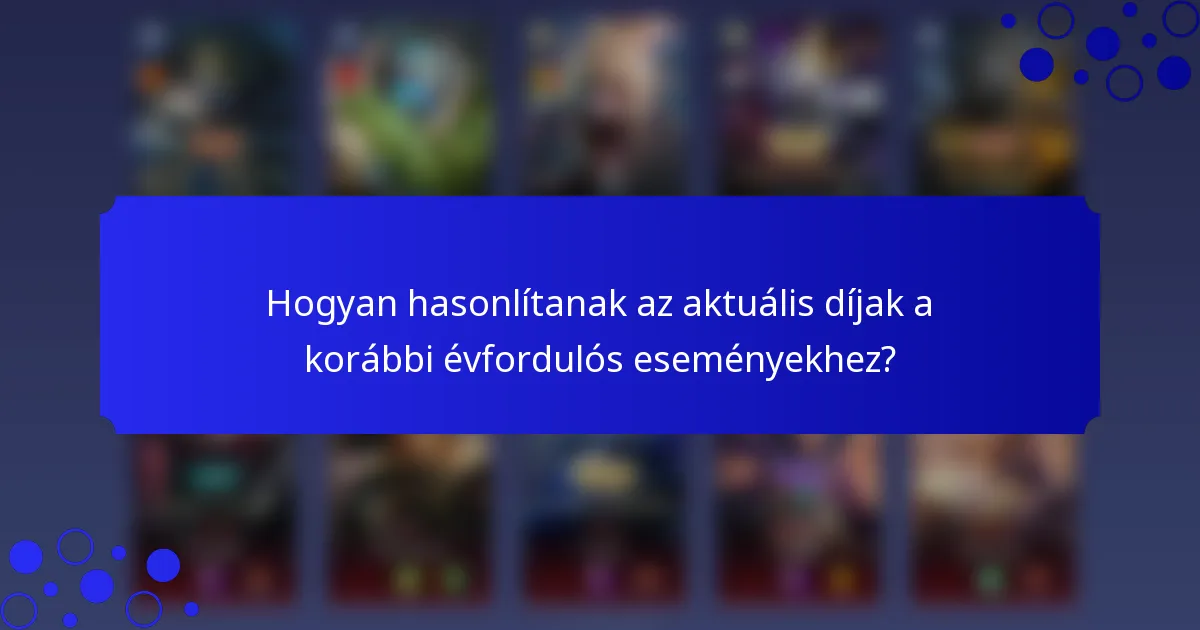 Hogyan hasonlítanak az aktuális díjak a korábbi évfordulós eseményekhez?
