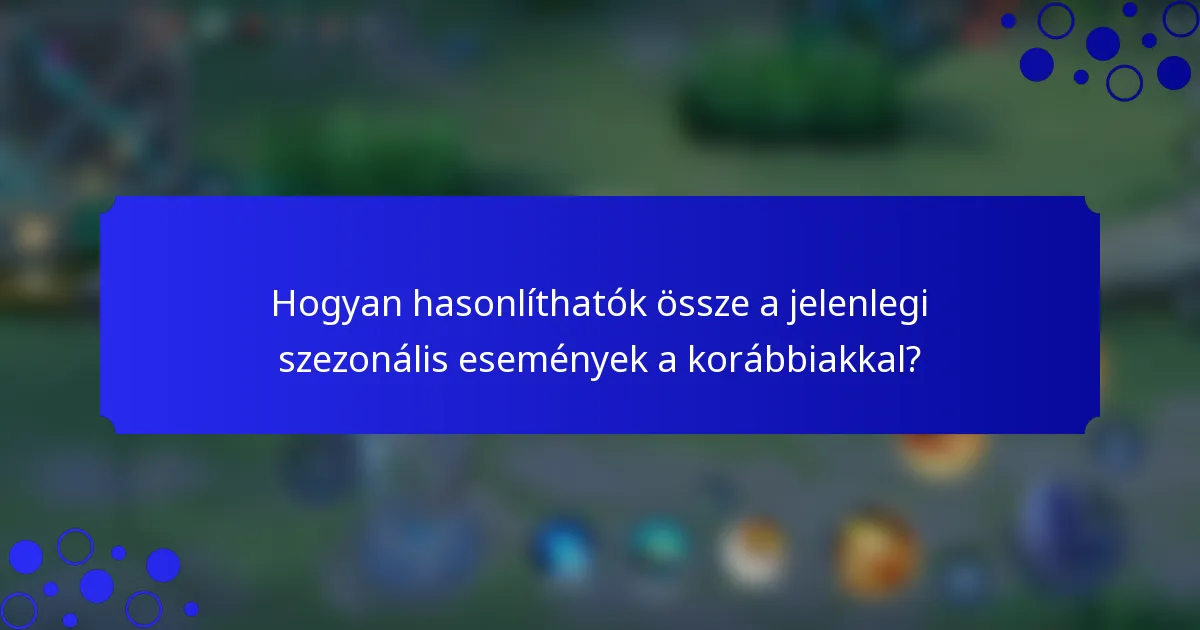Hogyan hasonlíthatók össze a jelenlegi szezonális események a korábbiakkal?