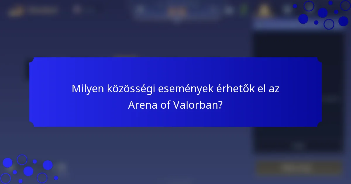 Milyen közösségi események érhetők el az Arena of Valorban?