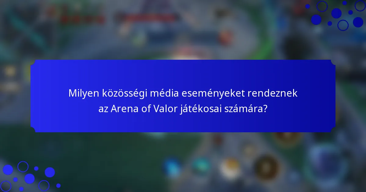 Milyen közösségi média eseményeket rendeznek az Arena of Valor játékosai számára?